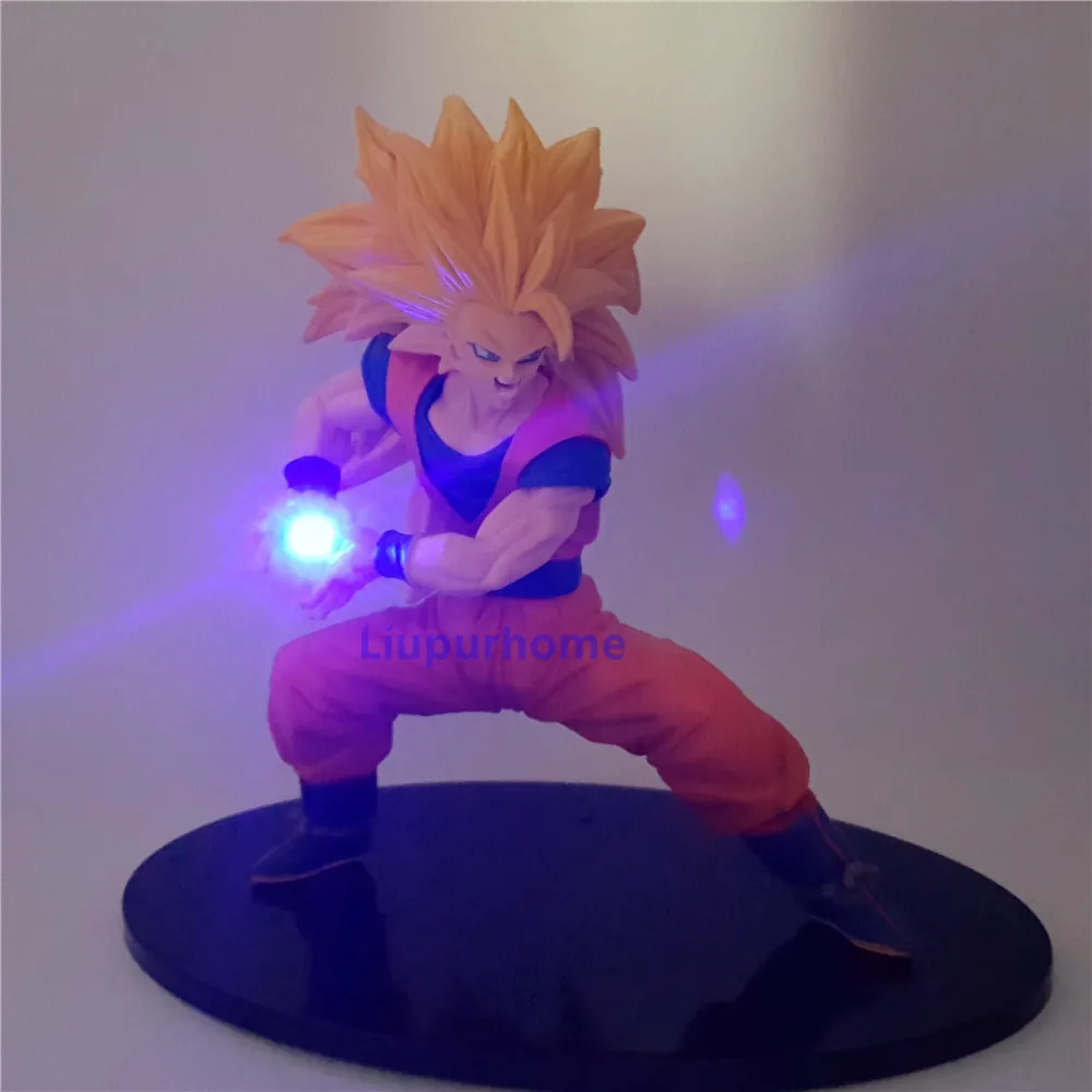 Dragon Ball Z фигурка Сон Гоку Супер Саян 3 светодиодный светильник DBZ Dragon Ball и Super Goku ночник для детей подарок игрушки MY1 - Испускаемый цвет: Синий