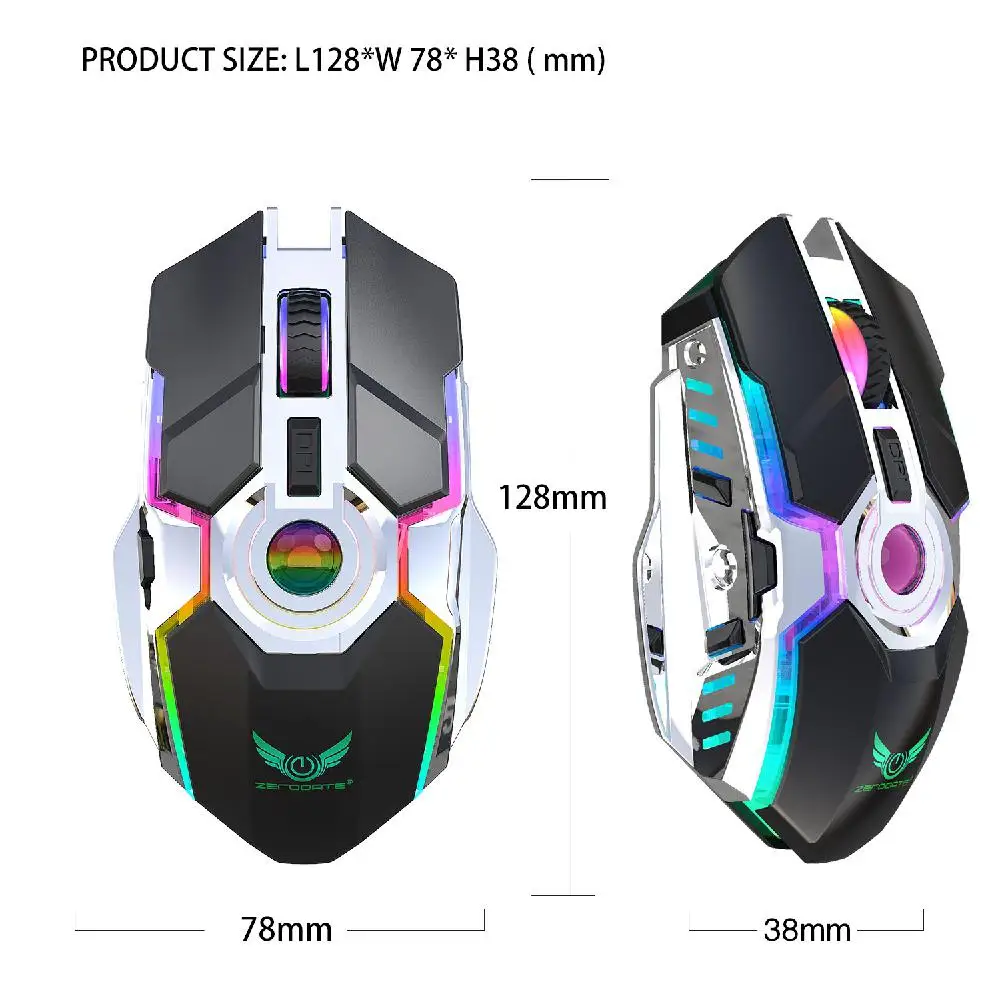 Новая перезаряжаемая беспроводная мышь ZERODATE T30 2 4 ггц RGB лампа для игровой машины