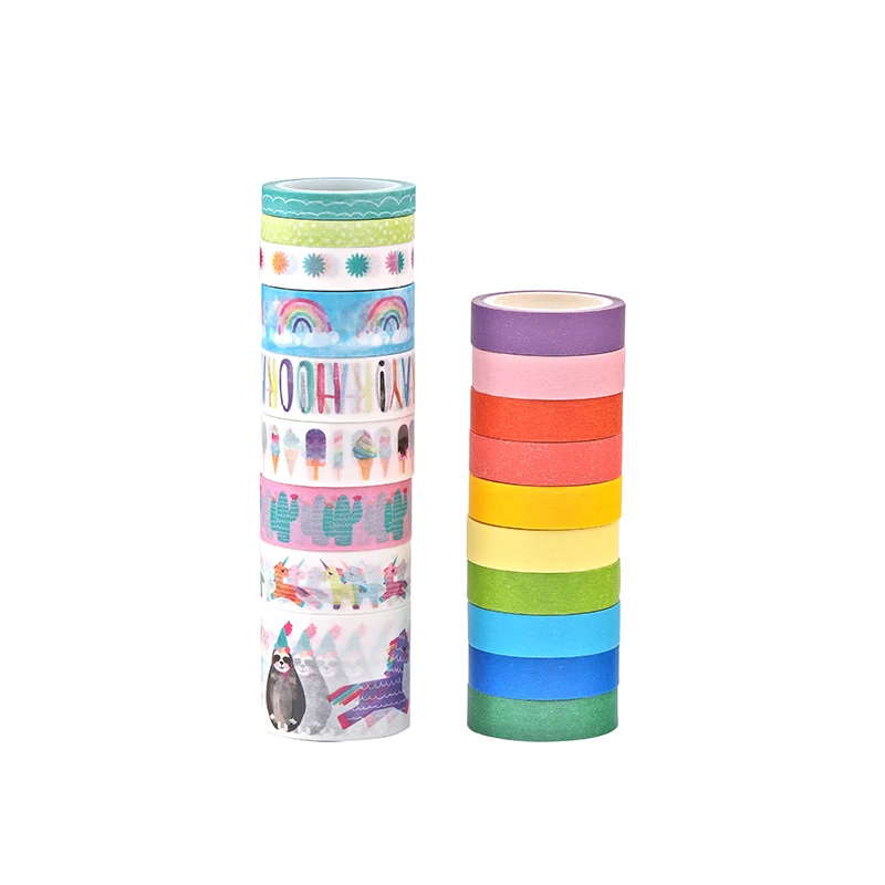 AAGU 19PCS/Set 5m Colorful Rainbow Washi Tape Set Christmas Japanese Scrapbooking Adhesive Masking Lot | Канцтовары для офиса и