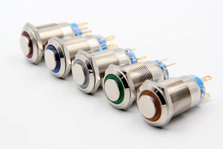 

1PCS/LOT YT1045 19 mm Metal Push Button Switch Automatic Reset Switch With The LED Lamp DC 12V Drop Shipping Convexity