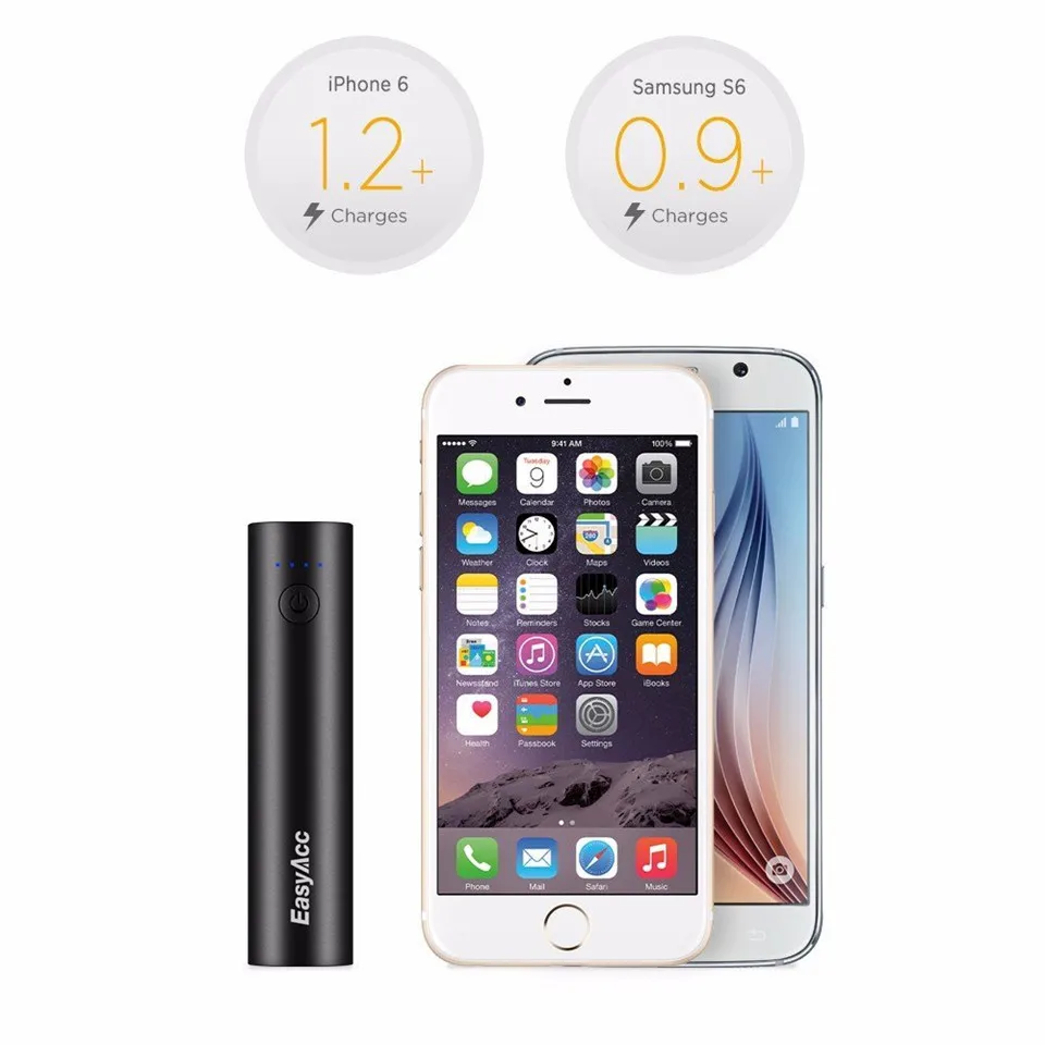 Easyacc Портативный Зарядное устройство для iPhone 7 6 Samsung Xiaomi 3350 мАч Запасные