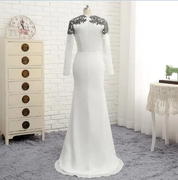 Vestidos De Festa Longo длинный белый вечернее платье Русалка шифон с Кружево Элегантный