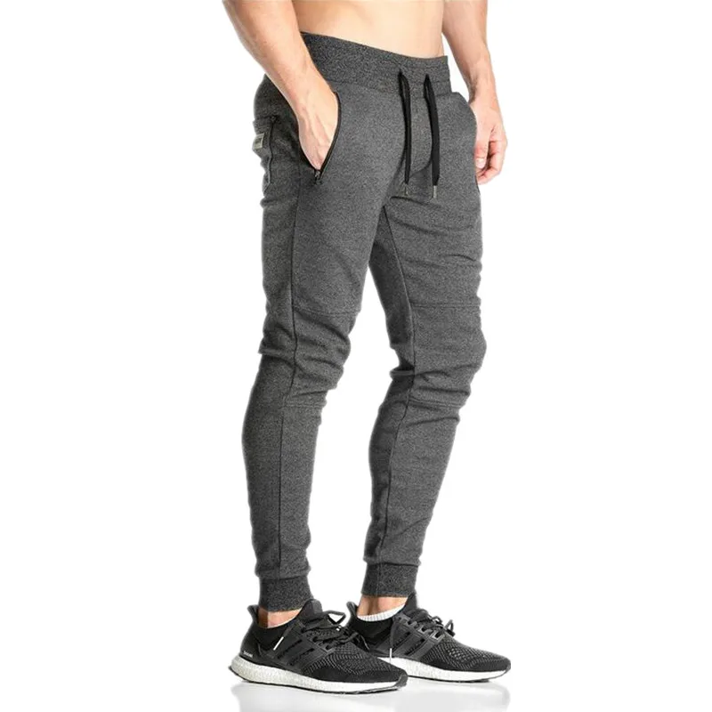 Dark Gray Мужские спортивные штаны для бега, повседневные эластичные хлопковые мужские спортивные штаны, обтягивающие спортивные штаны, штаны для бега - Цвет: Dark Gray