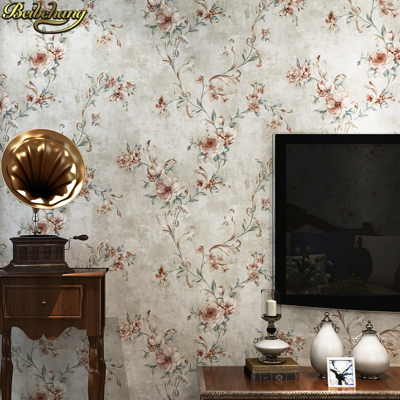 beibehang Luxury luxury European Vintage American country flowers wallpaper pastoral wall paper rollbedroom living room | Обустройство