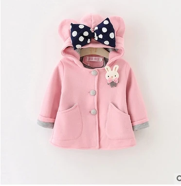 Забавное пальто с кроличьими ушками на капюшоне для девочек осенне зимняя теплая