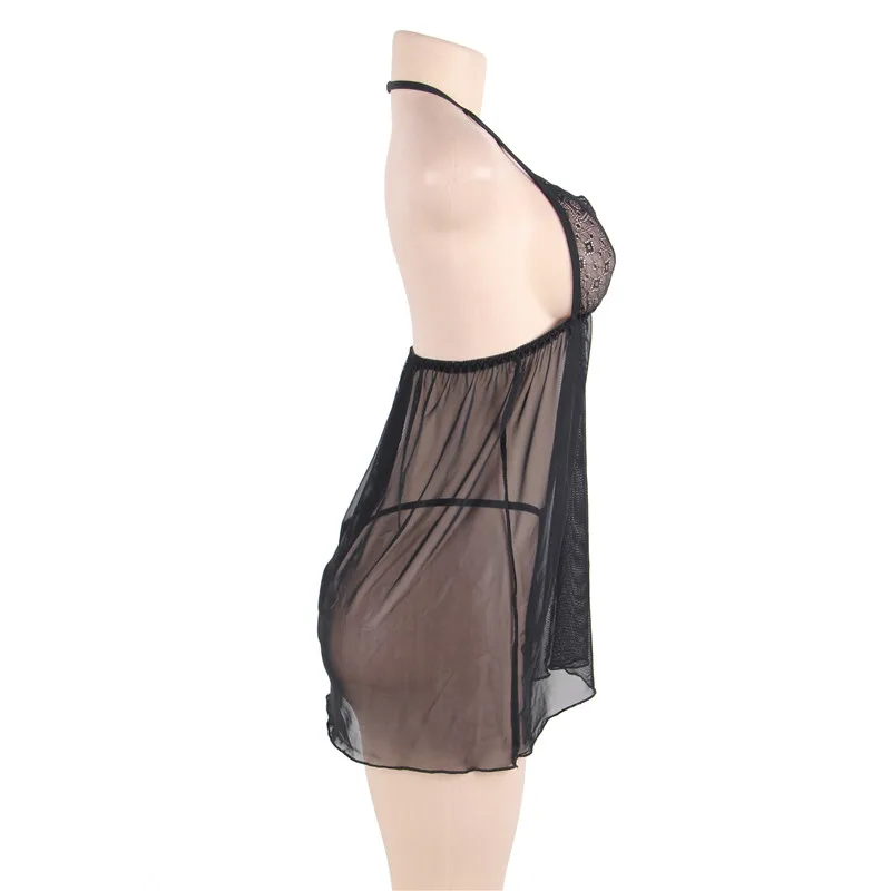 Tenue, сексуальное платье для секса, черное, v-образный вырез, сексуальное белье, большие размеры, открытая спина, Холтер, сексуальное нижнее белье для женщин, Эротическое, Baby Doll, R80664