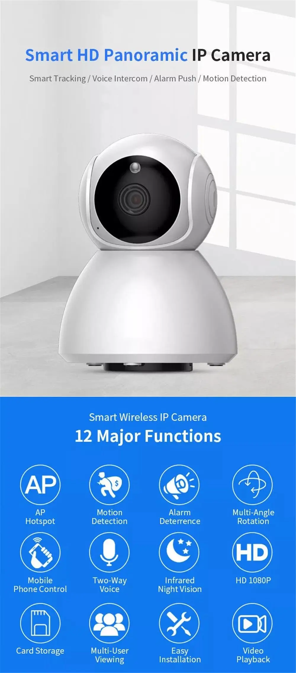 Xiaovv Q8 HD 1080P 360 ° панорамная IP инфракрасная камера ночного видения с функцией обнаружения панорамная камера детский спальный монитор