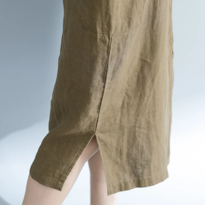 2018 летнее платье новое свободное большого размера хлопковые и льняные ремни