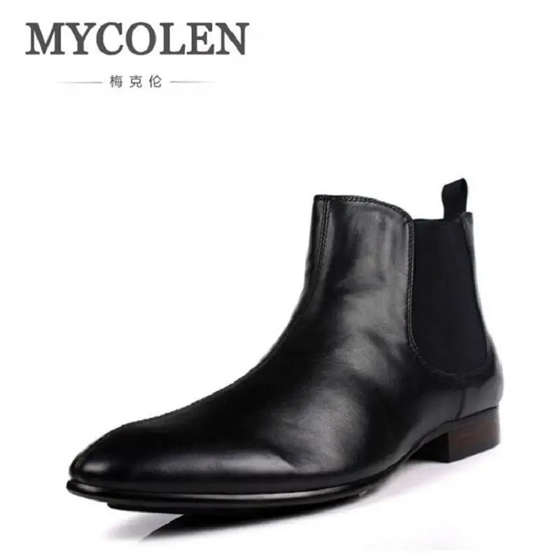 MYCOLEN/брендовая модная мужская обувь зимние мужские ботильоны из мягкой кожи
