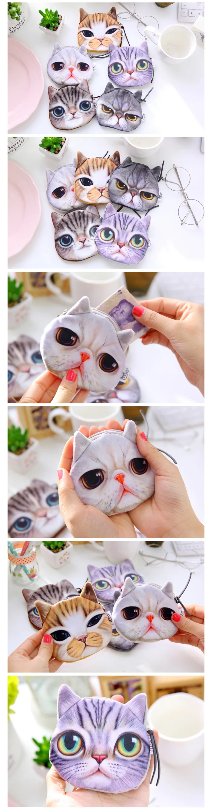 Плюшевые кошельки с кошечкой для детской кошки/собаки с рисунком животных, Детский кошелек, Дамский мини-кошелек porte monnaie homme