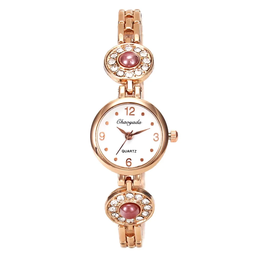 Большой Кристалл Женская Девушка Мода розовое золото браслет часы из