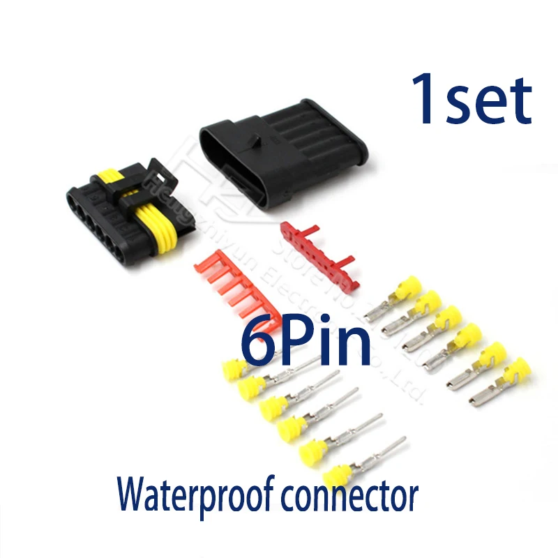 Комплект Hzy 2 pin 1 3 4 5 6 pins 18-15 AWG Way AMP супер уплотнение водонепроницаемый электрический провод разъем для автомобиля водонепроницаемый разъем - Цвет: 6P