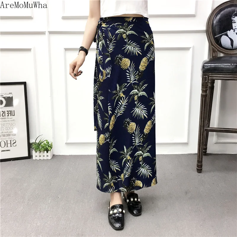 Женская юбка с цветочным принтом AreMoMuWha летняя цельная длинная узким разрезом