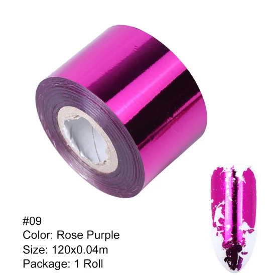 09 Rose Purple Полная красота 1 рулон металлическая фольга для перевода на ногти матовый золотой серебряный ноготь искусство Лак наклейки DIY Вселенная украшения CH996-2 - Цвет: 09 Rose Purple
