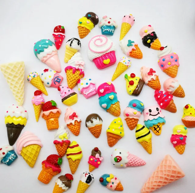 10pcs icecream 10 шт./лот Мини DIY смола единорог наполнитель прозрачные клейкие аксессуары поставка для детей Lizun Единорог кукла Фигурка Модель Игрушка Декор - Цвет: 10pcs icecream