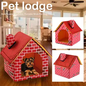 Домик для собаки из красного кирпича, портативная Лежанка для домашних животных, для маленьких и средних собак