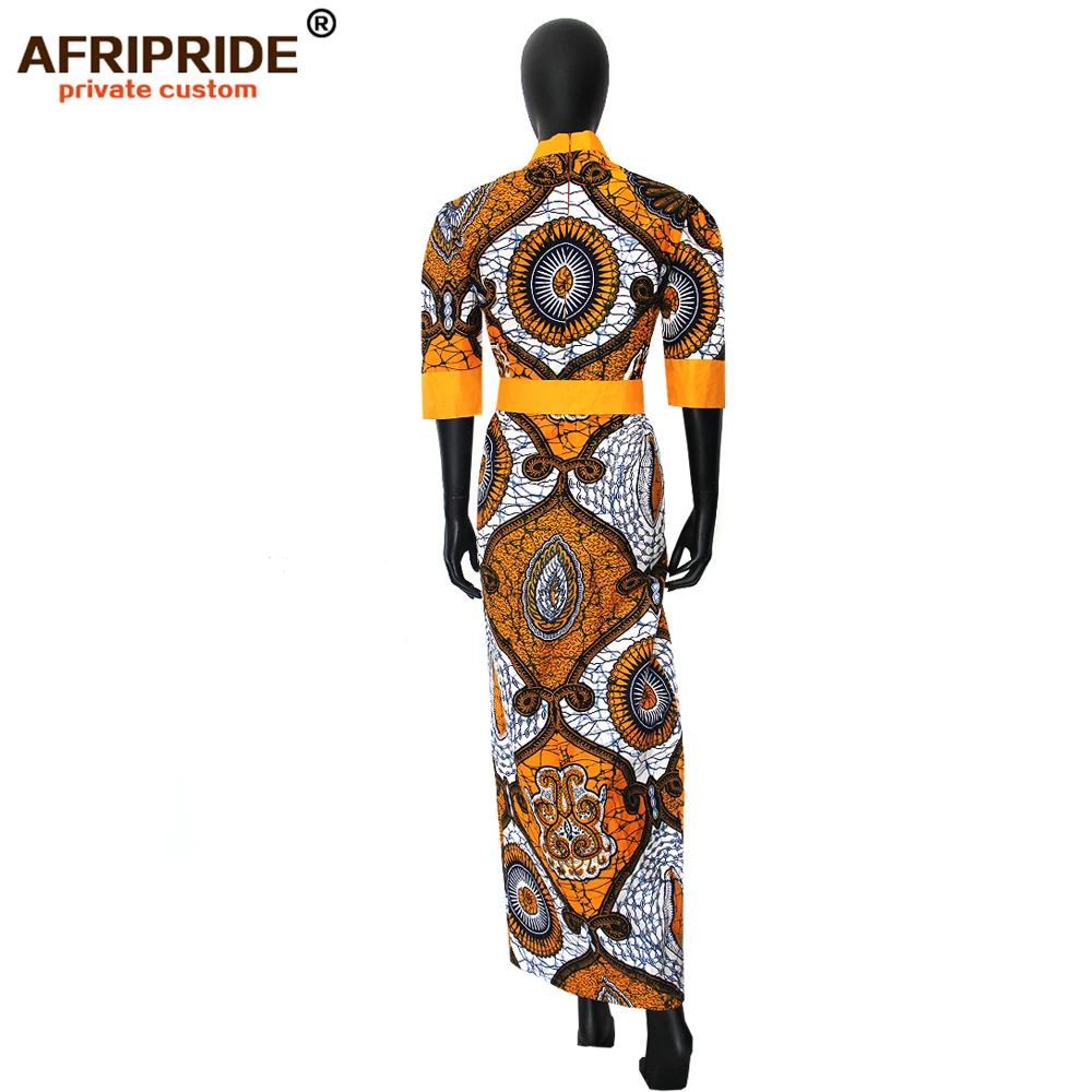 Африканское весеннее женское платье AFRIPRIDE портной madehalf с пышными рукавами длиной до пола прямое восковое хлопковое платье для женщин A1825083
