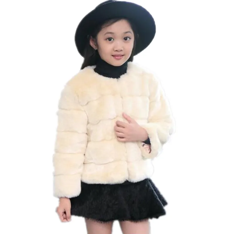 Пушистый 2018 новорожденных девочек осень-зима пальто с искусственным мехом