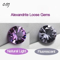csj created alexandrite loose gemstone round cut for diy jewelry silver mounting fine cutting faceted bead stone color change