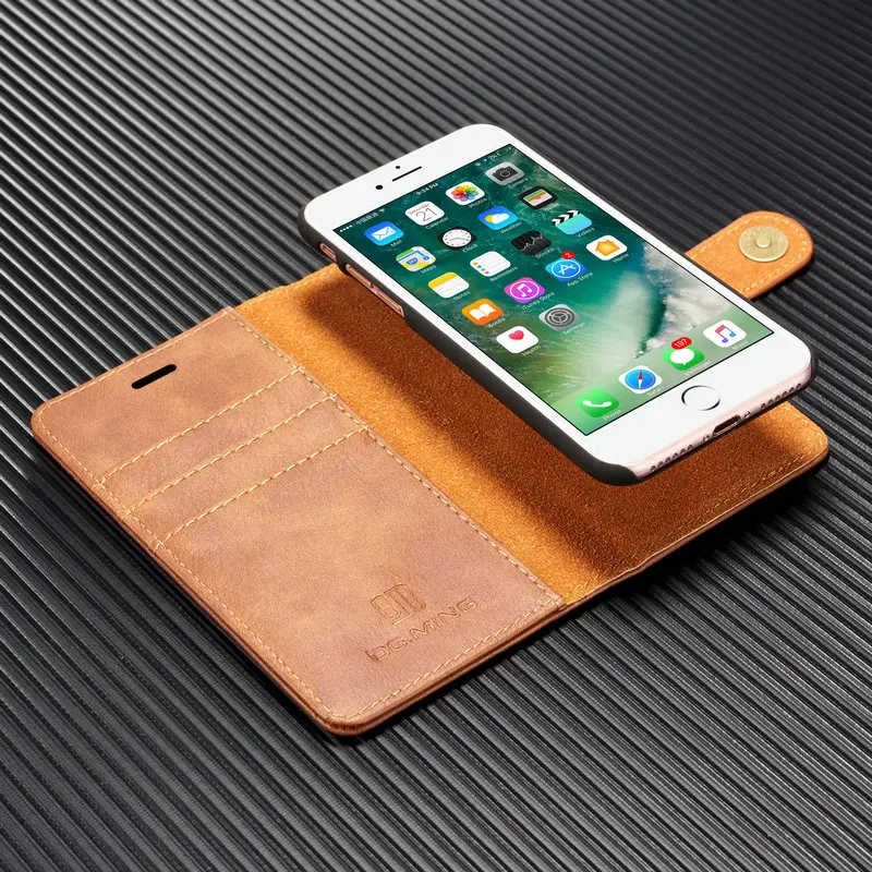 DG.MING 2in1 Vintage Wallet Case For iPhone 7 8 Ultra Strong Magnetic Detachable Flip Leather Cover 6S With Kickstand | Мобильные