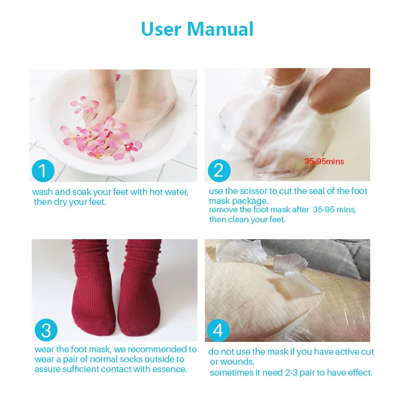 

3pair=6pc Foot Mask Socks For Pedicure Sosu Sock Remove Dead Skin Foot Skin Smooth Exfoliating Feet Mask for Legs Foot Care