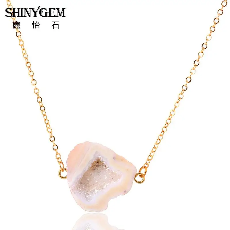 SHINYGEM Винтаж нерегулярные подвеска с натуральной друзой Цепочки и ожерелья s