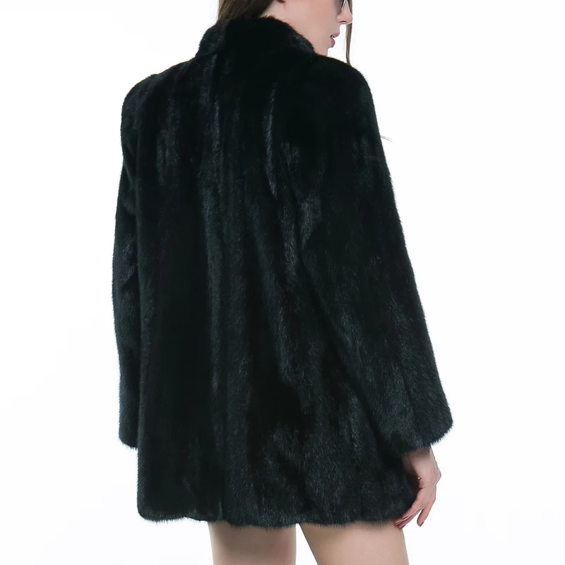 Женское теплое меховое пальто мягкое с воротником стойкой большой размер 3XL|fluffy