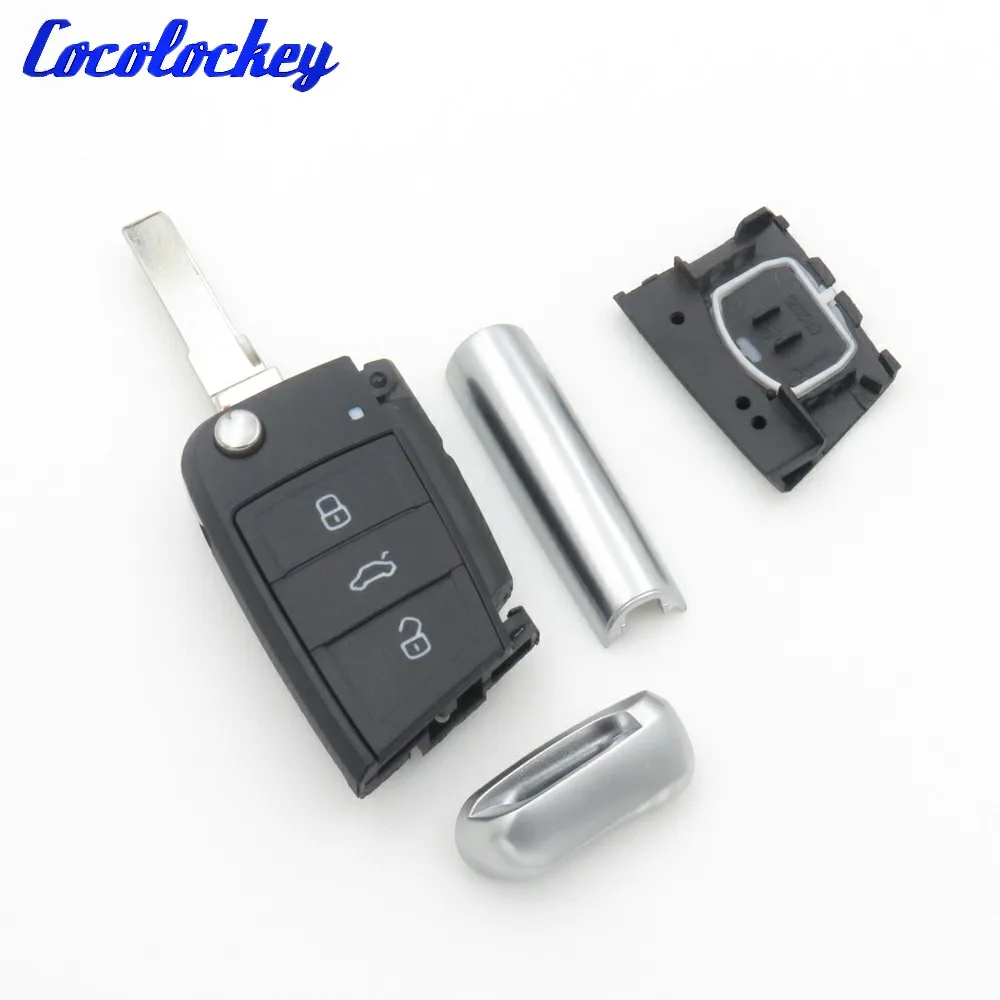 Cocolockey флип-ключ оболочка для vw gollf 7 MK7 для skoda octavia A7 для сиденья дистанционного ключа авто металлическая часть замена