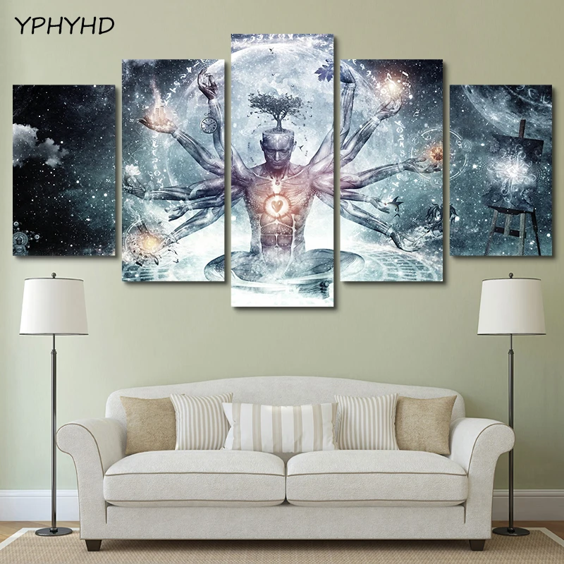 YPHYHD 5 Панель Картина модульная Современный Cuadros Alex серый украшение холст