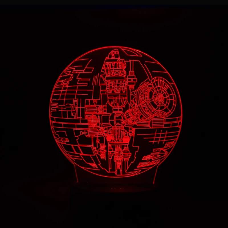 Luminaria DS-1 Death Star 3D LED Night Light 7 Color Gradient Touch Table Desk Lamp Room Decor Colorful Kids Wars Fans Gift | Лампы и