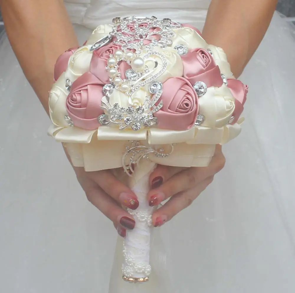 

ANTI Artificial Wedding Bouquets Handmade Flower Rhinestone Bridesmaid Crystal Bridal Wedding Bouquet de mariage Good Quality