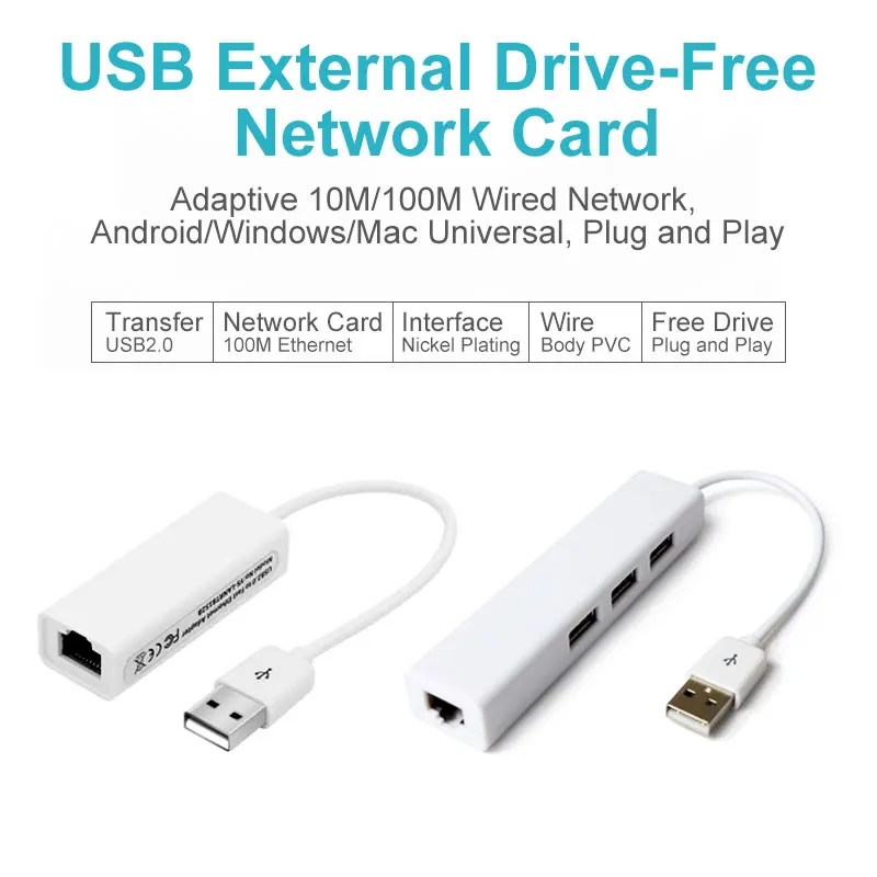 USB Ethernet адаптер 2 0 к RJ45 Lan HUB 3 порта сетевая карта для XiaoMi Box Mac OS Tablet LapPC Switch |