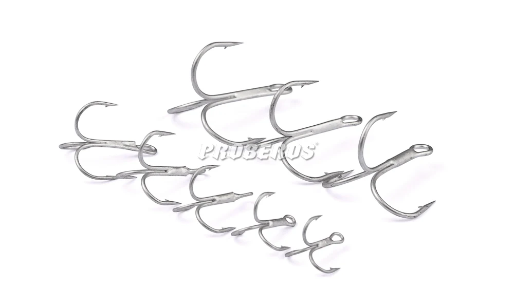 50PC Proberos Fishing Hook Treble FISHHOOK Overstriking Antirust Tackle 10#-2# High Carbon Steel | Спорт и развлечения