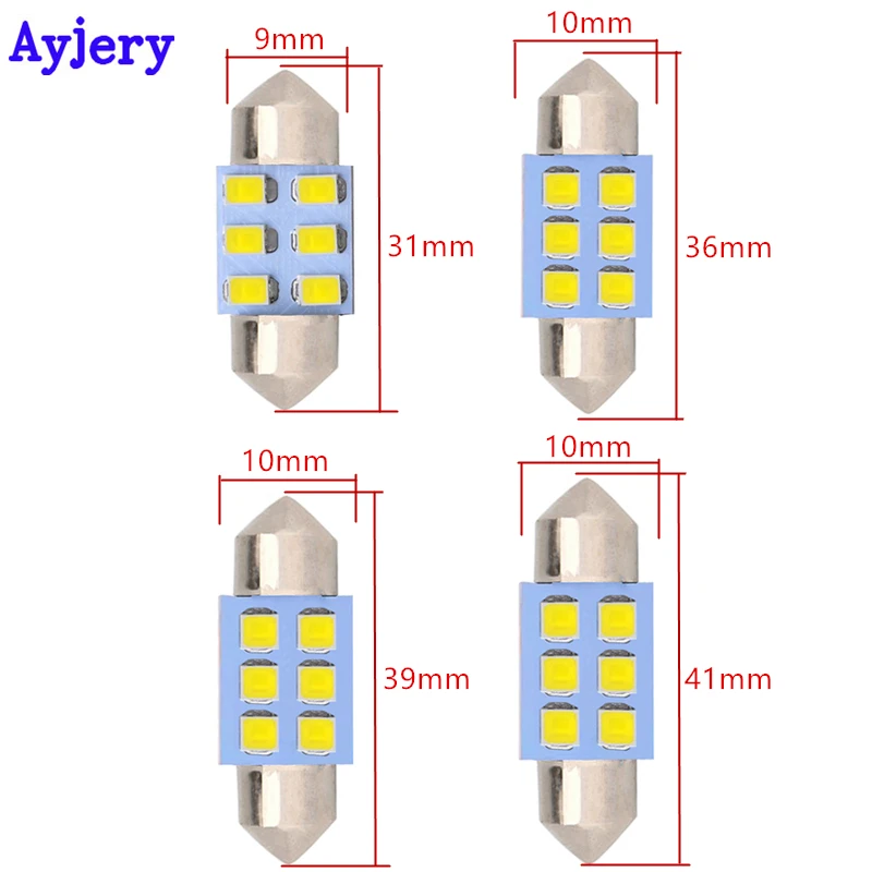 AYJERY горячая Распродажа 200X C5W 31 мм 36 39 41 6 светодиодов 3528 1210 SMD автомобильный