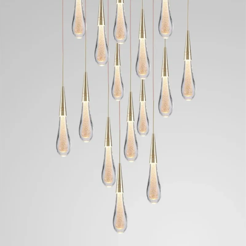 

Luxury Designer Pendant Lamp LED Water Drop Pendant Light Scandinavian Loft Crystal Hanging Lamp Creative Restaurant Light