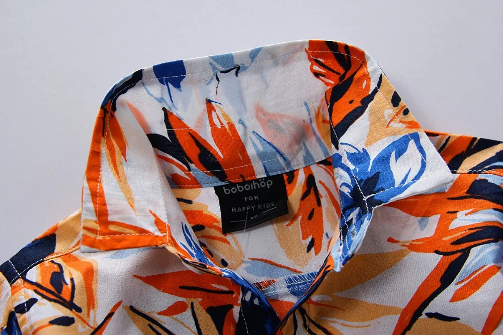 Рубашка из 100% хлопка с цветочным принтом гавайская рубашка для мальчиков T1507|shirts