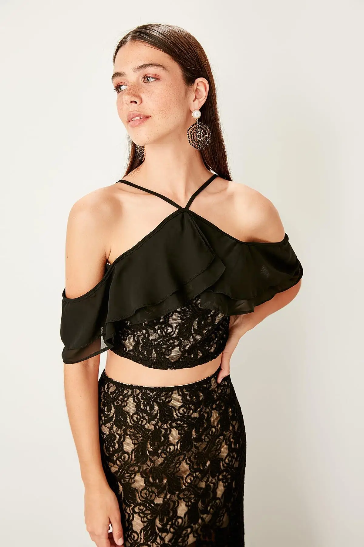 Trendyol Black Lace Detail Bluz TPRSS19BZ0141 |