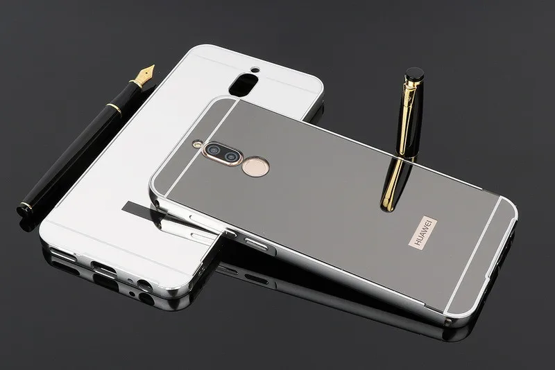Для huawei mate 10 Lite чехол Золотой металлический алюминиевый бампер зеркальный чехол s для huawei Nova 2i/Honor 9i роскошный акриловый чехол Fundas