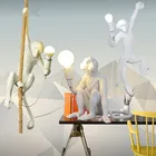 Подвесной светильник в форме обезьяны, ретро, E27, скандинавский креативный подвесной светильник для ресторана, спальни, кафе, белый