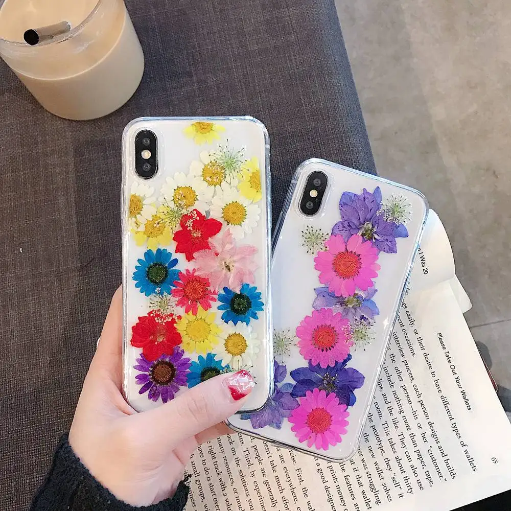 Чехол KISSCASE с настоящим цветочным узором для iPhone X XR XS MAX 7 8 Plus мягкие чехлы обложки