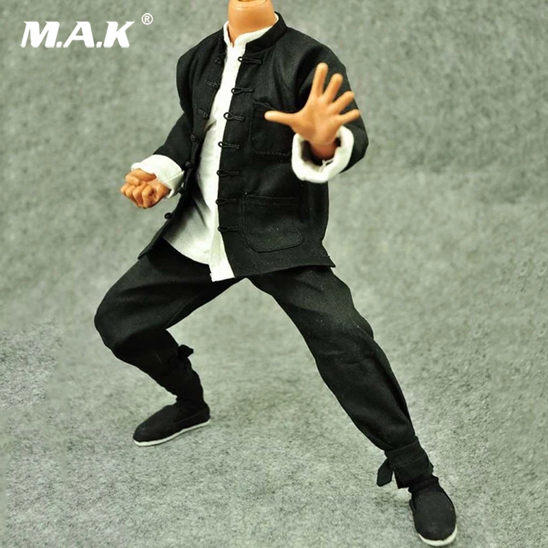 1/6 классический костюм кунг-фу одежда черный с длинным рукавом экшн-фигурка 12