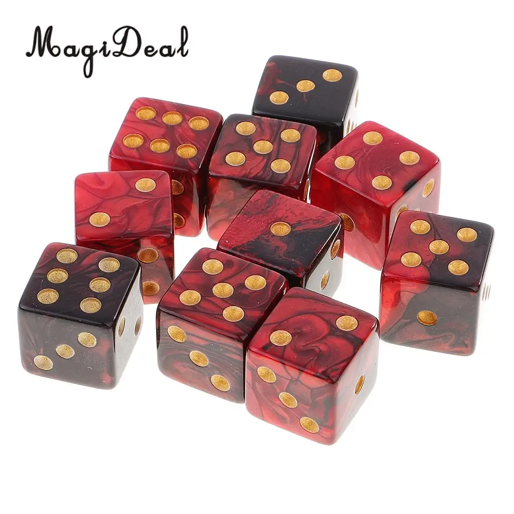 MagiDeal горячая распродажа 10 шт. пластиковые шестисторонние D6 кости цифровая
