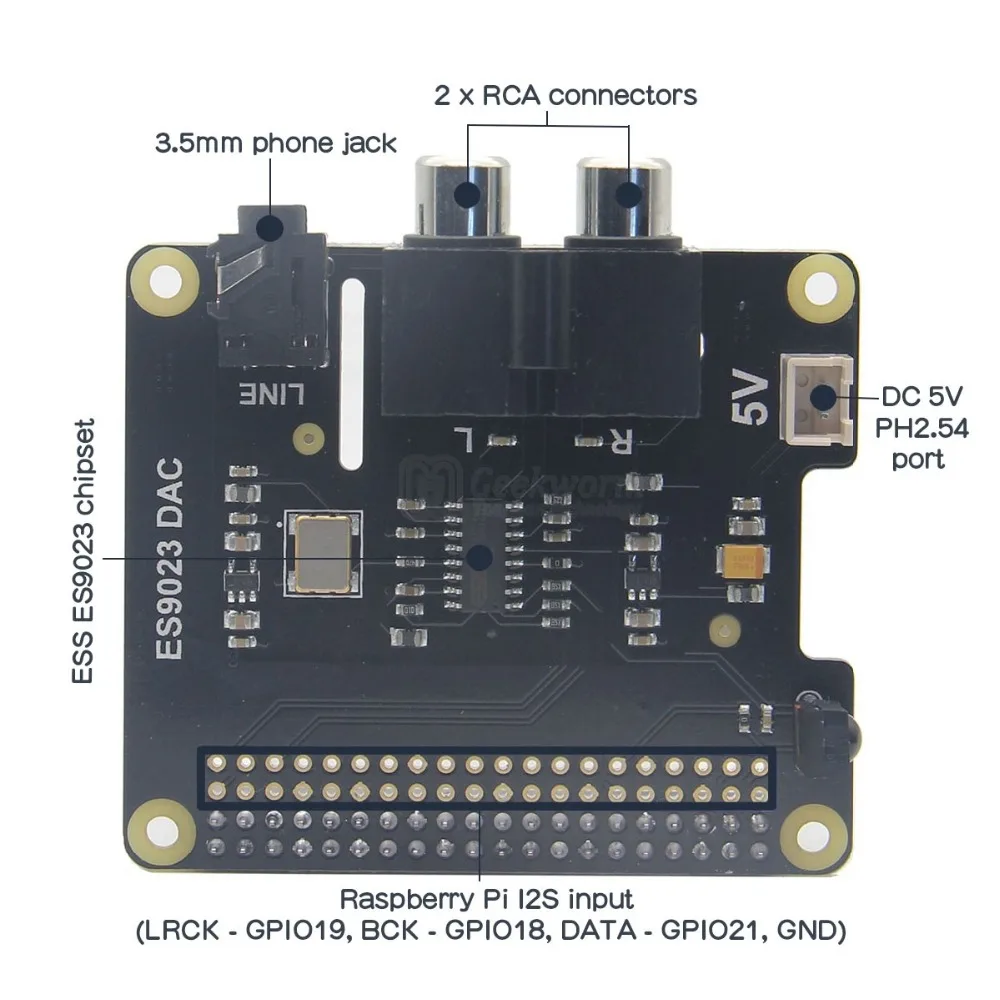 X900 Raspberry Pi HIFI ЦАП + аудио ESS ES9023 Плата расширения для 3 Модель B +/3B/2B/B +/Raspberry pi zero W |