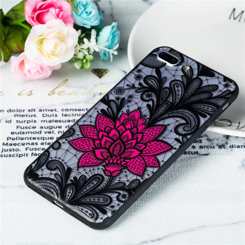 Luxury 3D Lace Black Rose Phone Case For iPhone X 5 5S SE 6 6S 7 8 Plus Xs max Xr 7plus 8plus Cases Fashion Cover Funda |