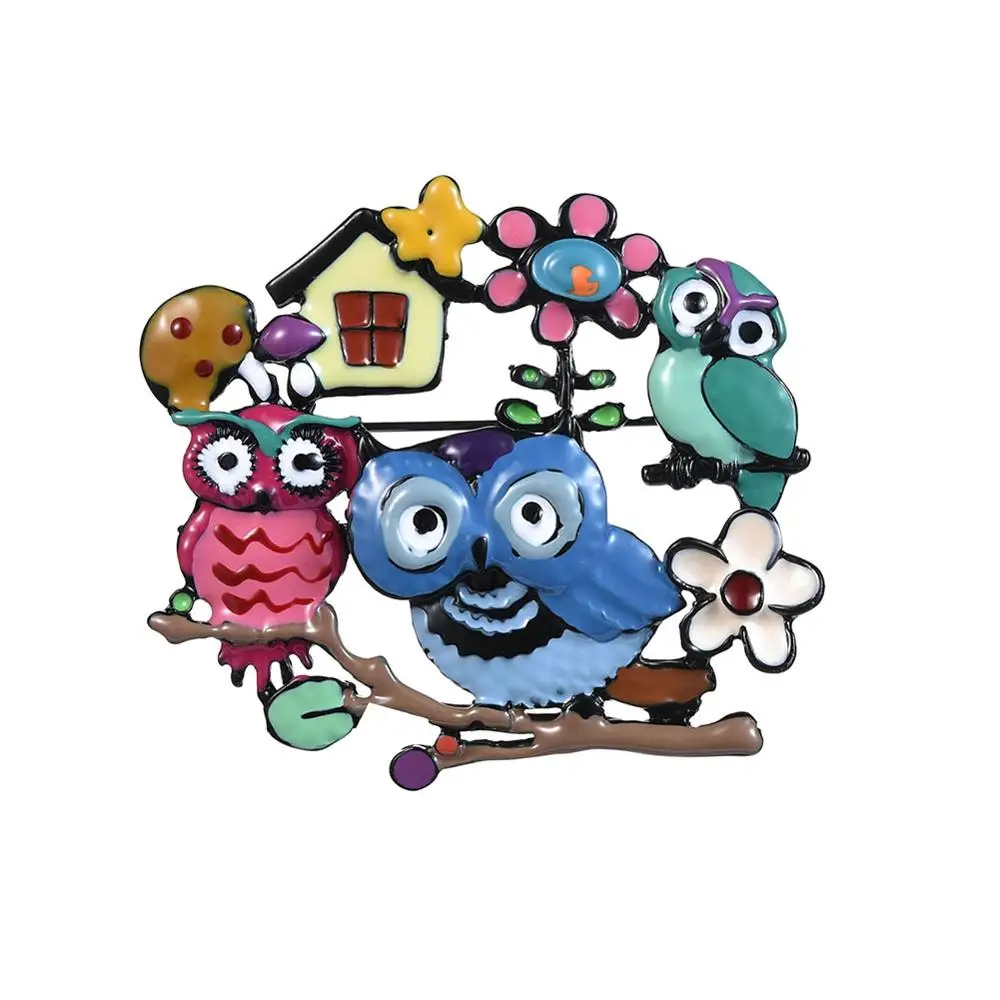 Cring Coco новые цветные эмалированные совы броши и булавки модная эмалированная