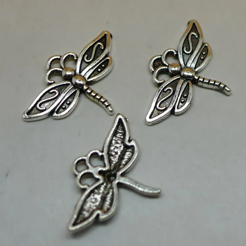 Винтажные серебряные подвески в виде сладкой стрекозы evstop 200 шт./лот 16x22 мм