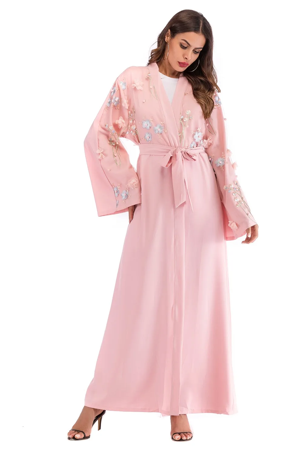 Abaya модный Дубай кафтан арабский мусульманский Женский Длинный Цветочный кимоно