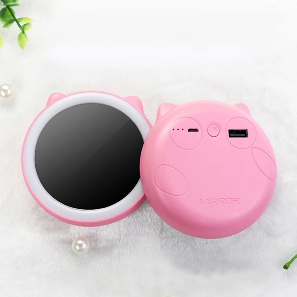 Светодиодный ночь зеркало для макияжа с лампой мобильный Мощность Портативный