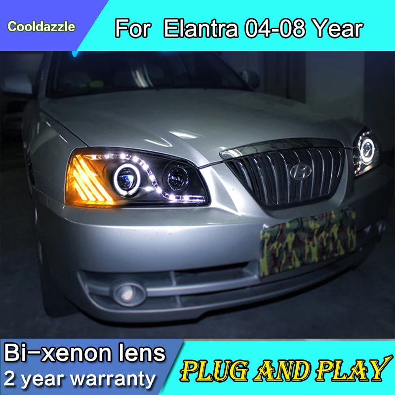 Налобный фсветильник рь для Hyundai Elantra сборка год DRL HID ксеноновый свет 2004 2005 2006 2007