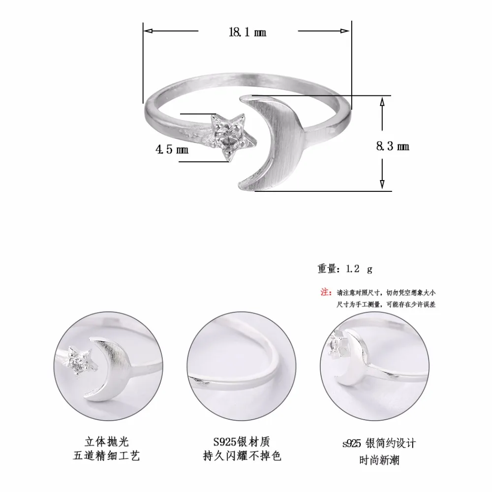 Женские винтажные кольца Kinitial в форме полумесяца с кристаллом циркония вечерние